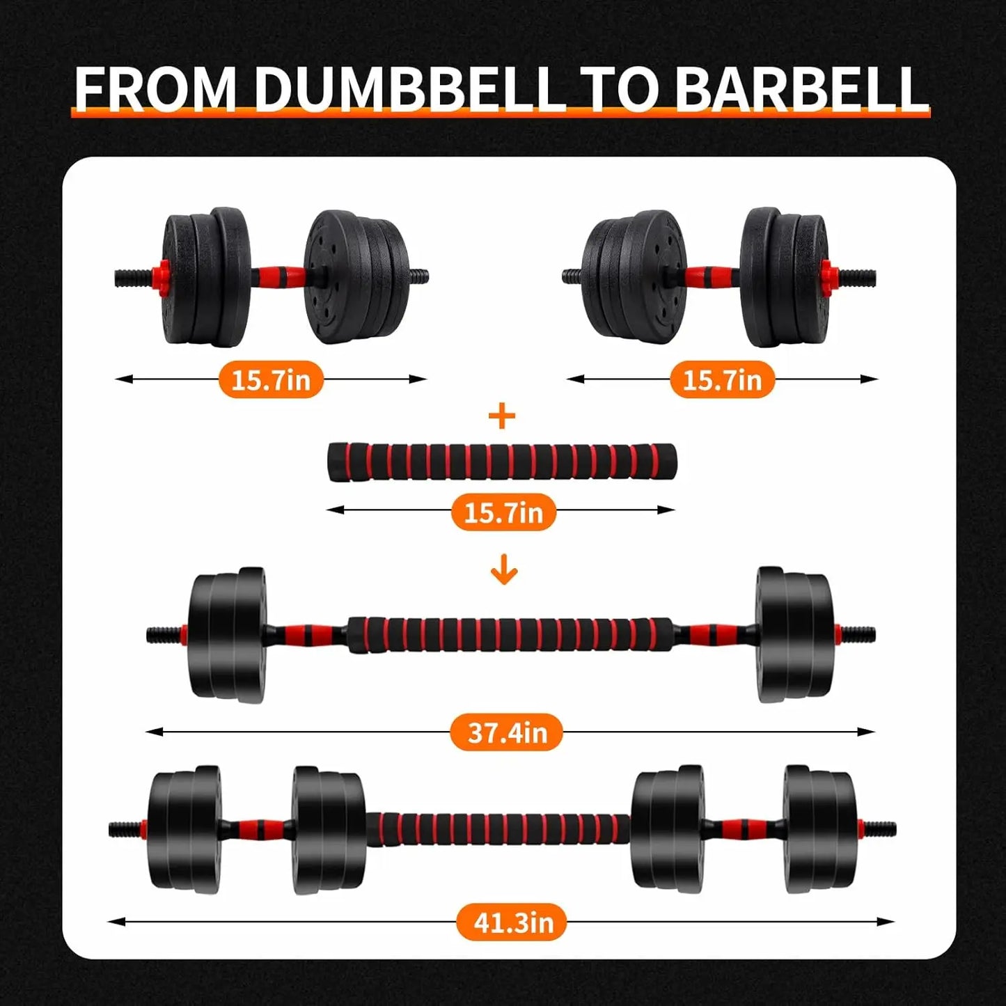 5-44 lbs Adjustable Dumbbell to Barbell Set