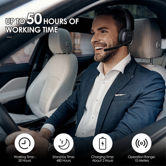 Wireless Call Center Headset  Noise Canceling Headphones