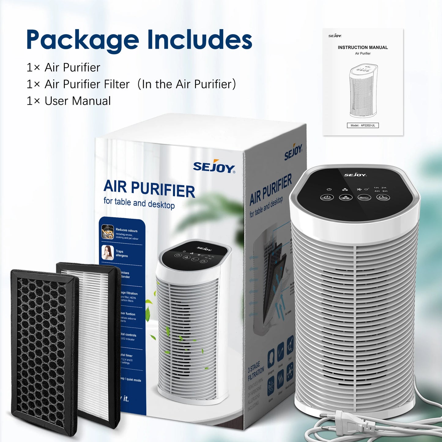 Air Purifier HEPA Filter Indoors 99.9% Removal