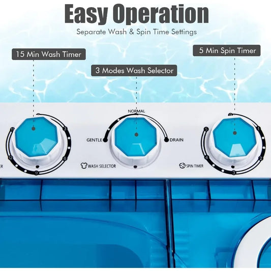 Portable Washing Machine, Twin Tub 26lbs Capacity Laundry Washer