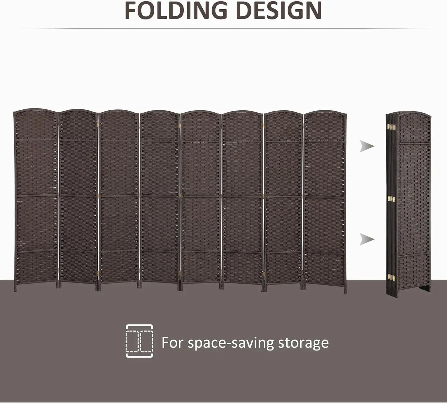 Room Divider, 8 Panel Folding Privacy Screen