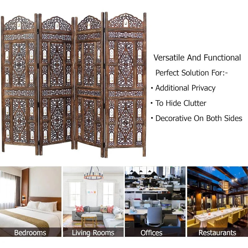 Room Divider Wood Screen - Ghanti Bells