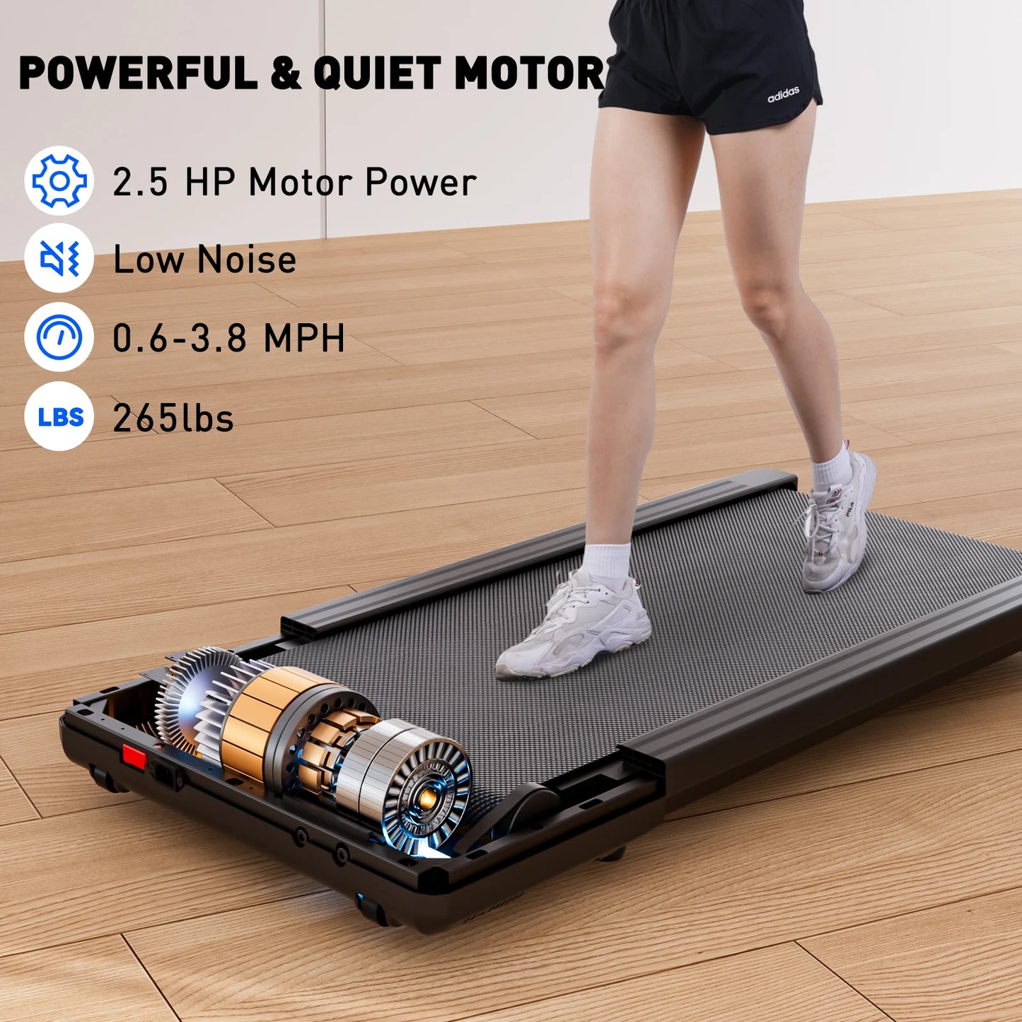 Anti-Slip Shock Absorption Portable Treadmill