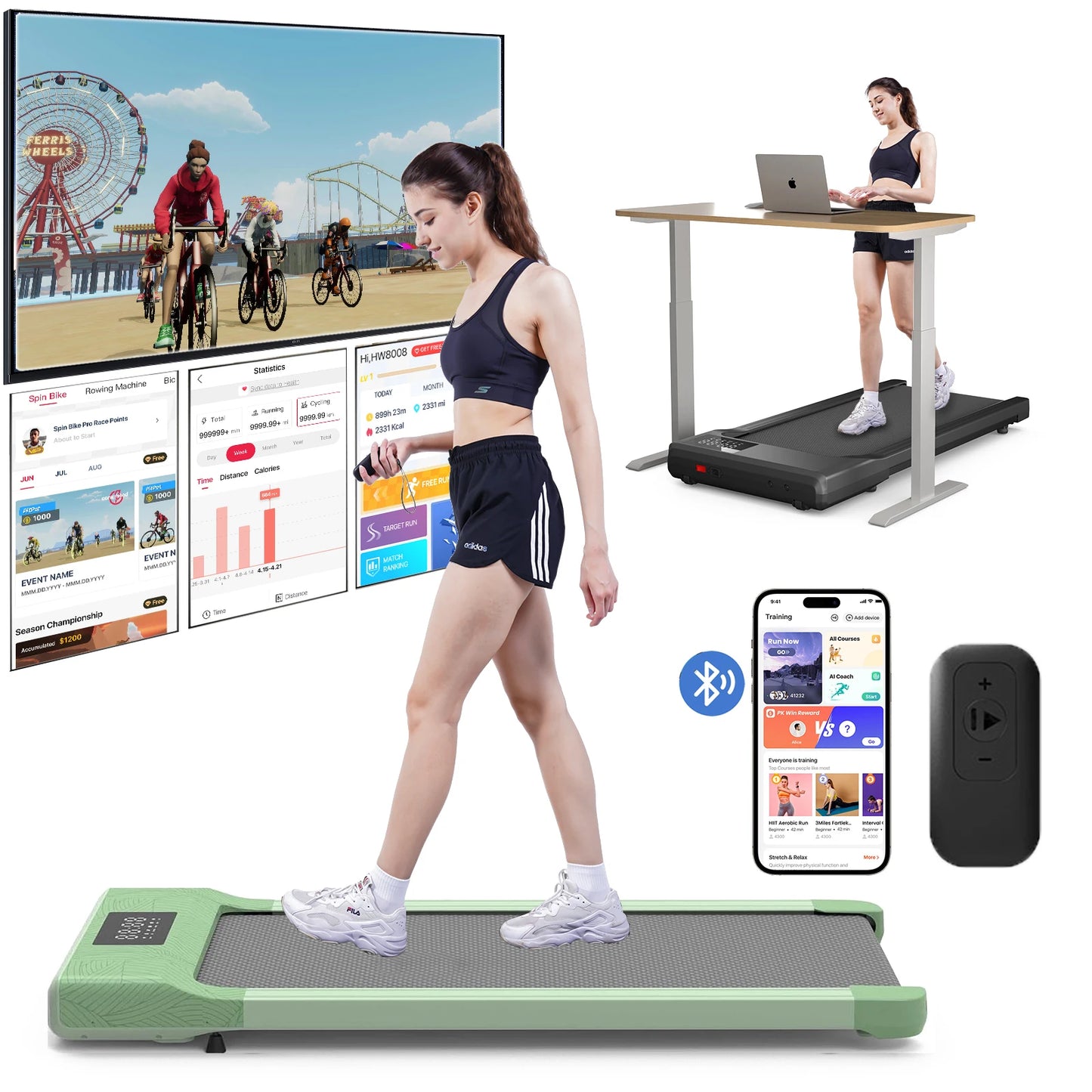 Anti-Slip Shock Absorption Portable Treadmill