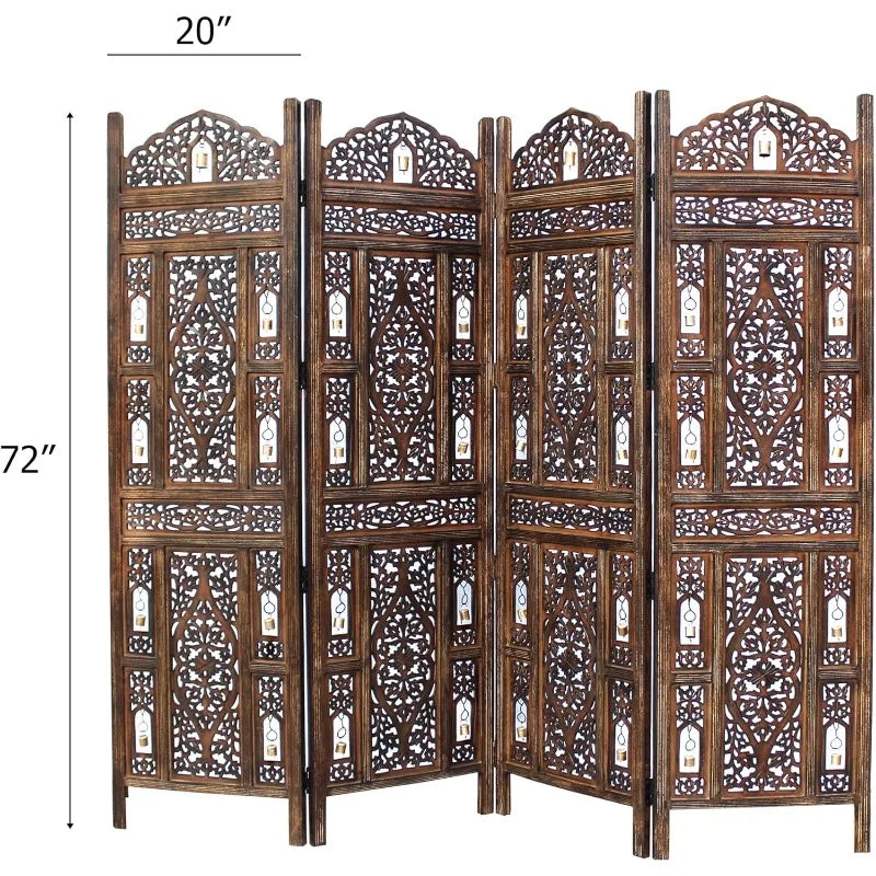 Room Divider Wood Screen - Ghanti Bells