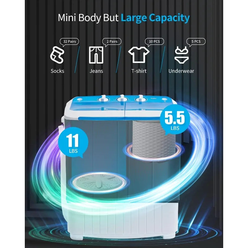 Portable Washing Machine,16.5LBS Mini Washer Dryer