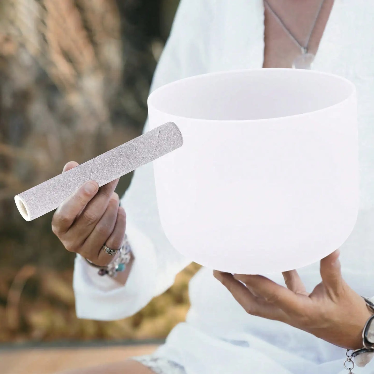 Sound Healing Frosted Quartz Crystal Singing Bowl