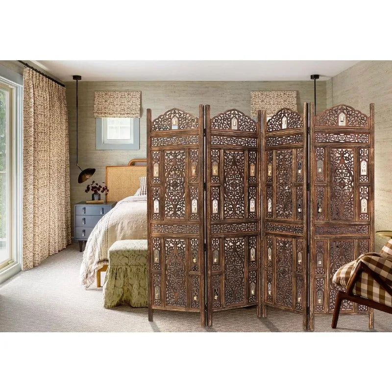Room Divider Wood Screen - Ghanti Bells
