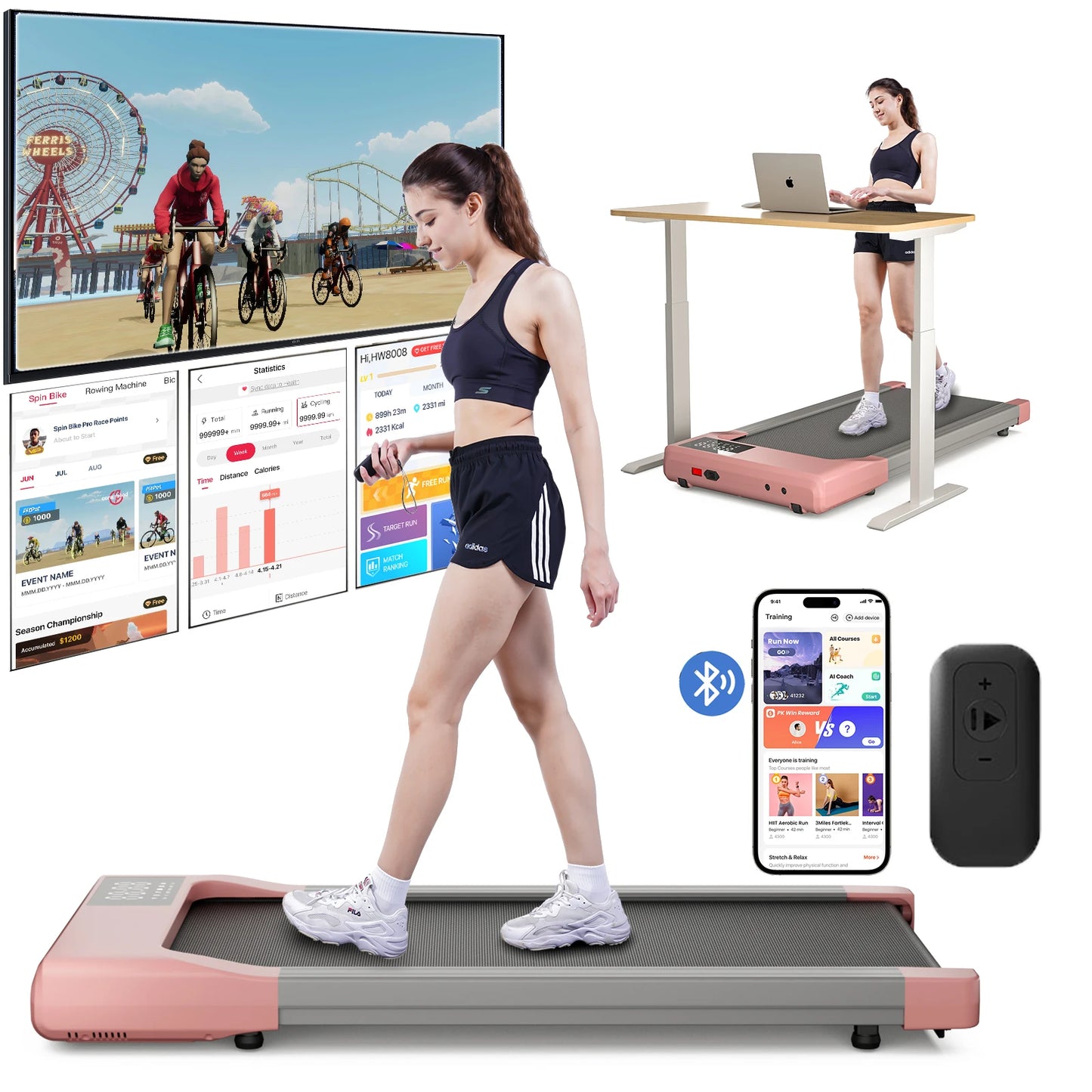 Anti-Slip Shock Absorption Portable Treadmill
