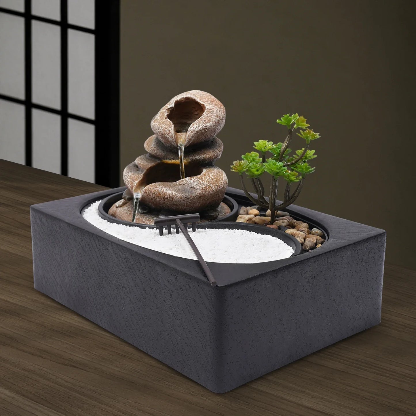 Tabletop Rock Water Fountain W/ LED Lights