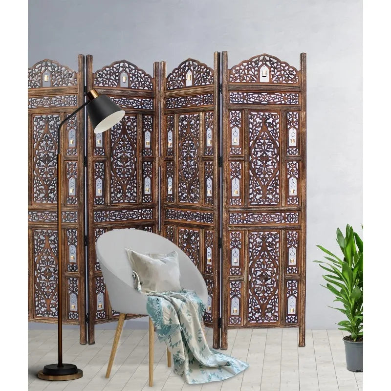 Room Divider Wood Screen - Ghanti Bells