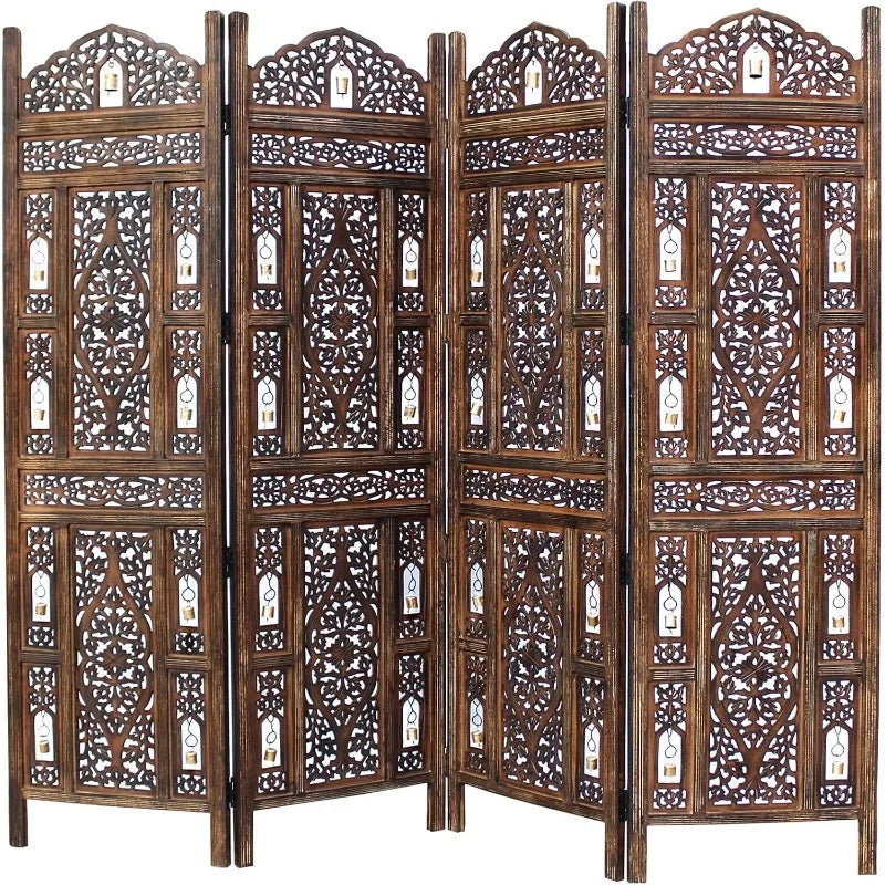 Room Divider Wood Screen - Ghanti Bells