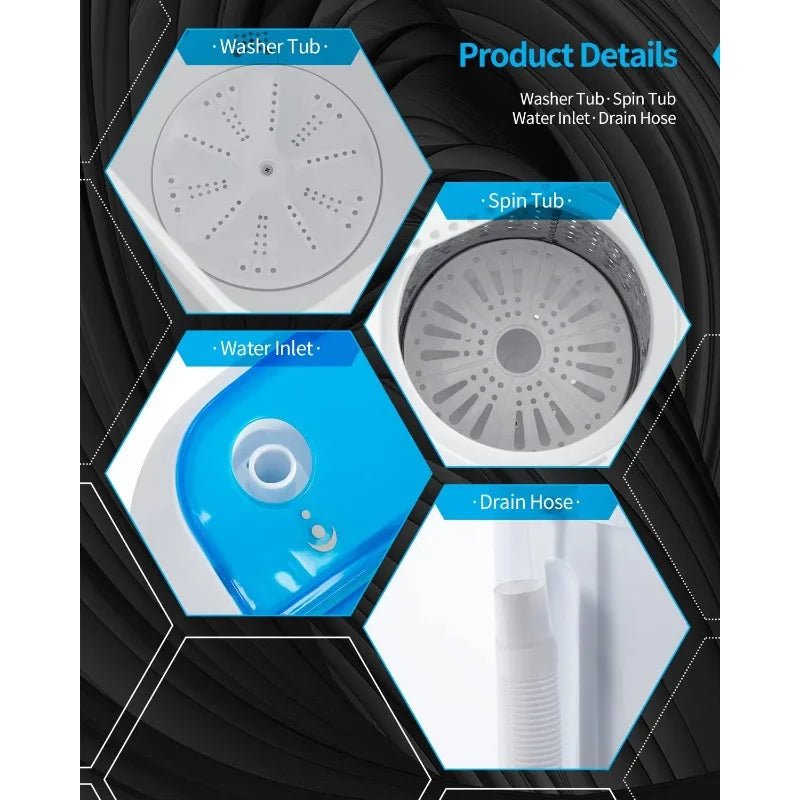 Portable Washing Machine,16.5LBS Mini Washer Dryer