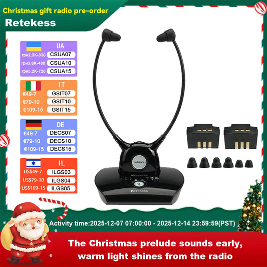 TV Hearing Aid Headphone Wireless Headset System