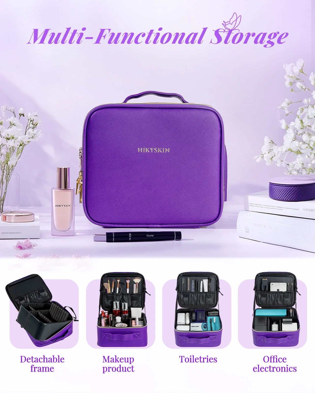Portable Cosmetic Bag with Mirror and Lamp / Waterproof