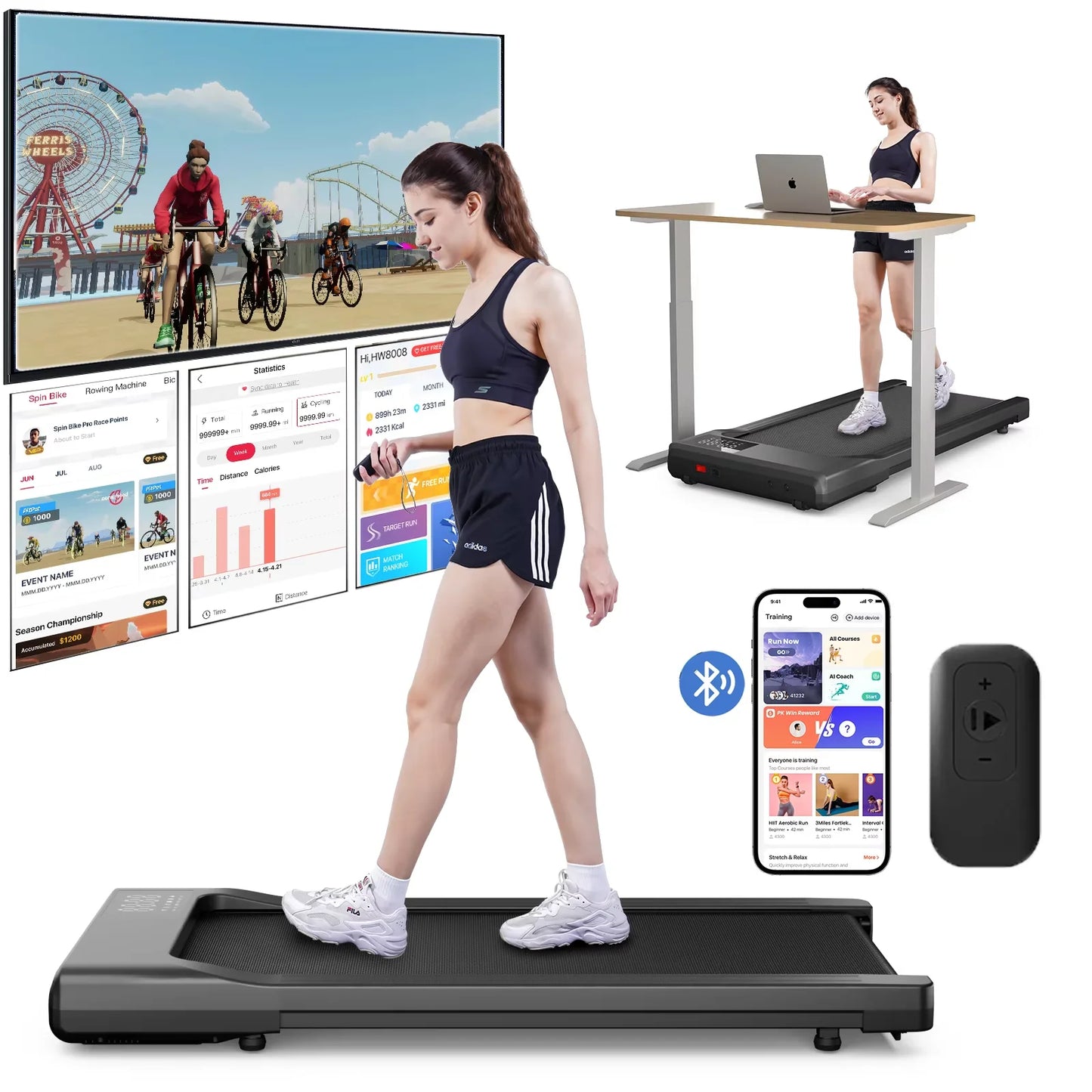 Anti-Slip Shock Absorption Portable Treadmill