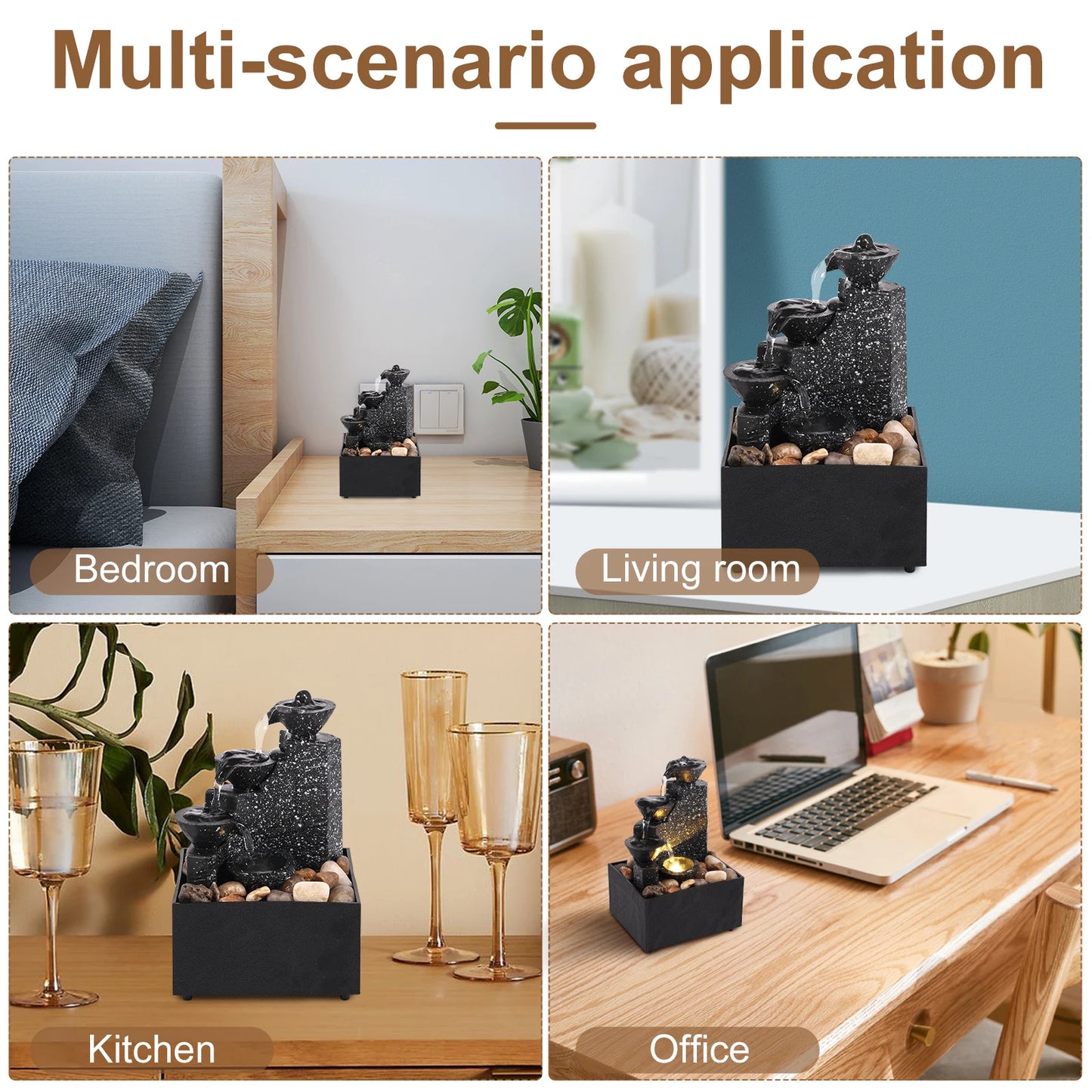 Art Waterfall Fountain Small Onament Desktop Decoration