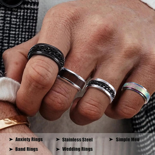 Men Women Anxiety Relief Band Spinner Rings