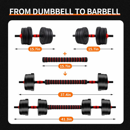 5-44 lbs Adjustable Dumbbell to Barbell Set