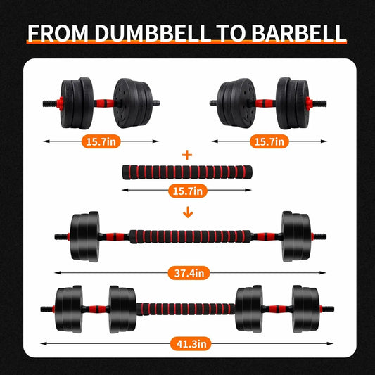 5-44 lbs Adjustable Dumbbell to Barbell Set