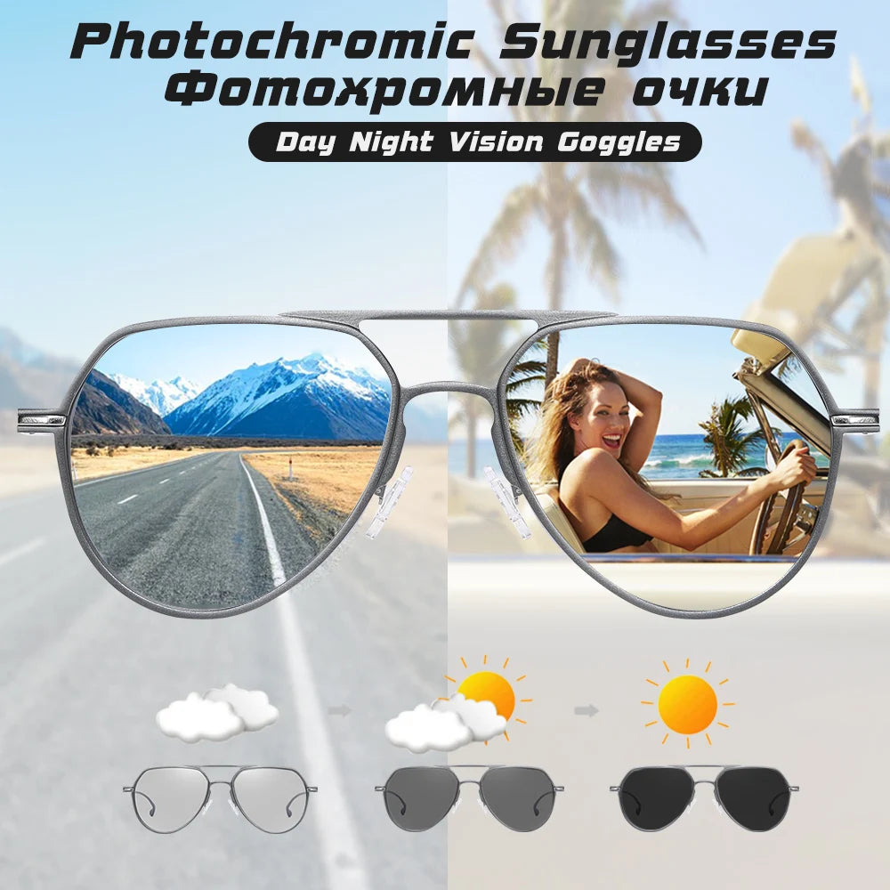 Polarized Discoloration Aviation Sunglasses Day/Night Safe VisionWellness