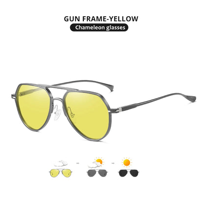 Polarized Discoloration Aviation Sunglasses Day/Night Safe VisionWellness