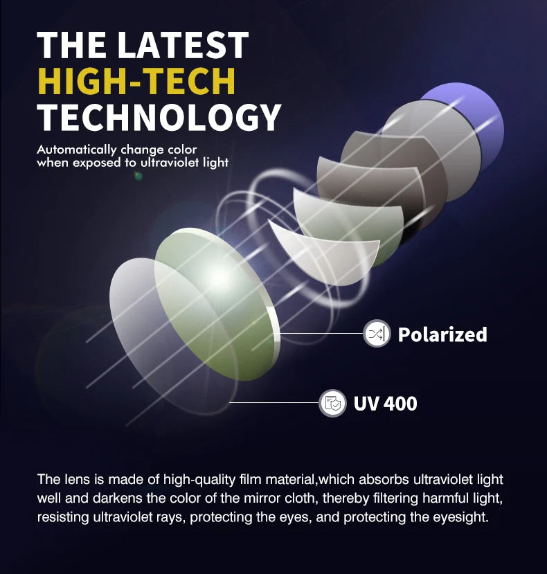 Polarized Discoloration Aviation Sunglasses Day/Night Safe VisionWellness