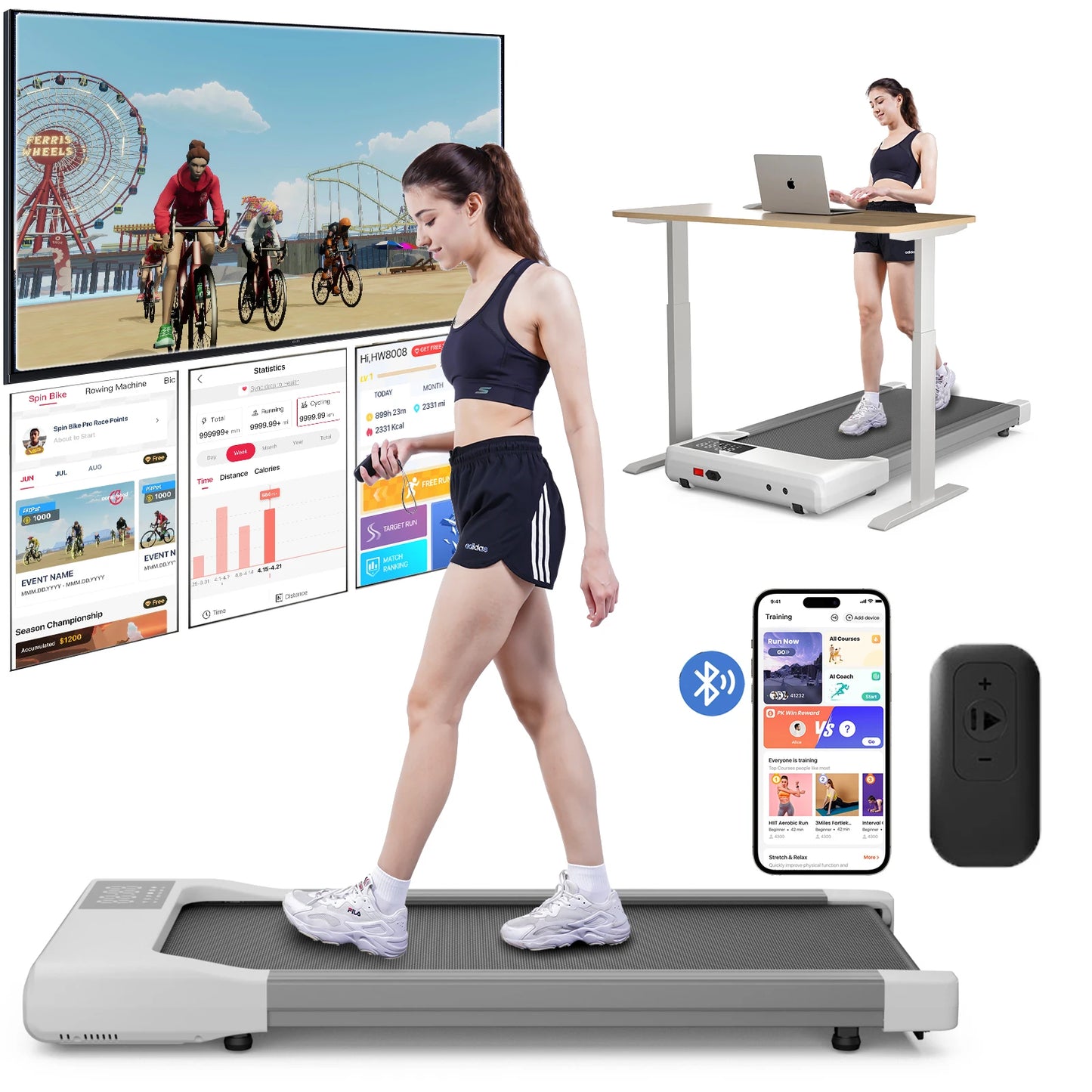 Anti-Slip Shock Absorption Portable Treadmill