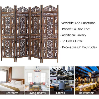 Room Divider Wood Screen - Ghanti Bells