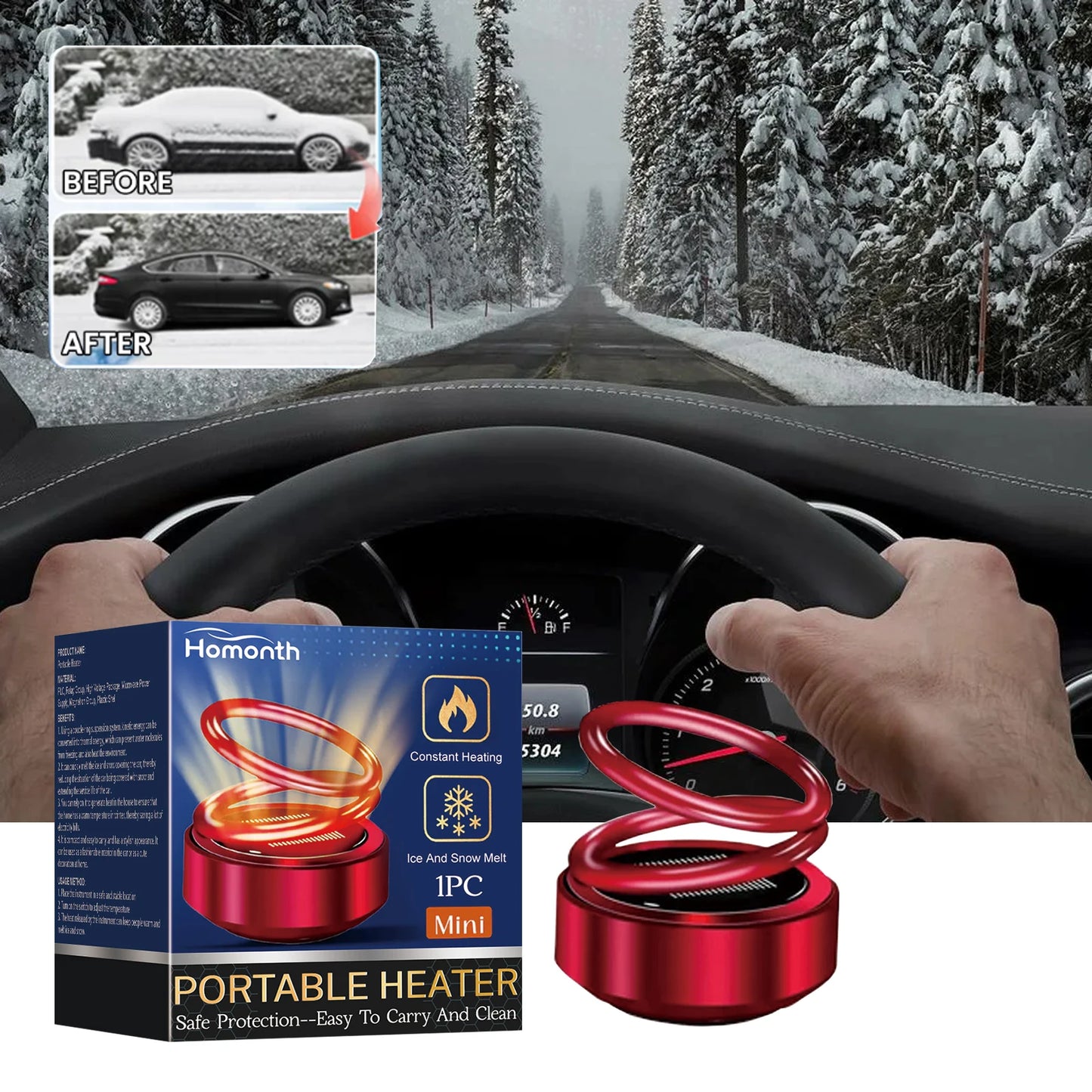 Portable Molecular Heater Solar Powered Windshield Defroster