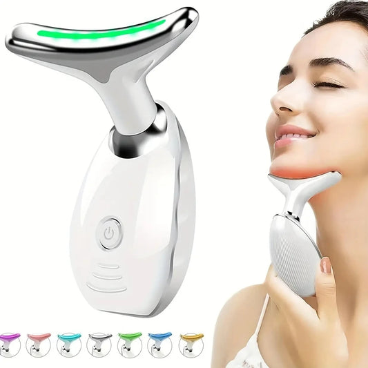 LED Light Facial Massager Skin Stimulator Heat