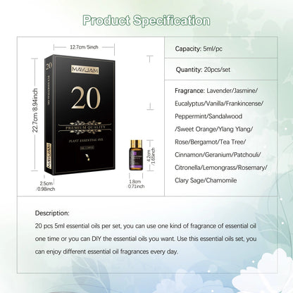 20 Bottles Essential Oils Kit Set
