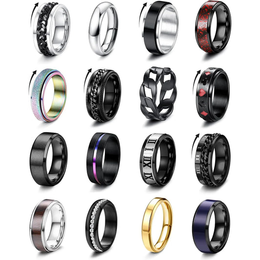 Men Women Anxiety Relief Band Spinner Rings
