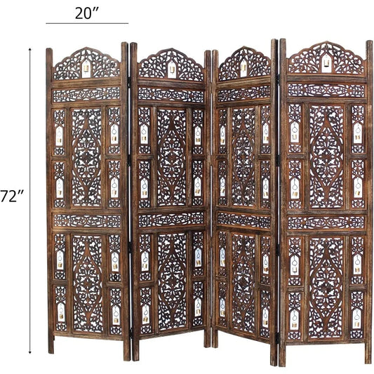 Room Divider Wood Screen - Ghanti Bells