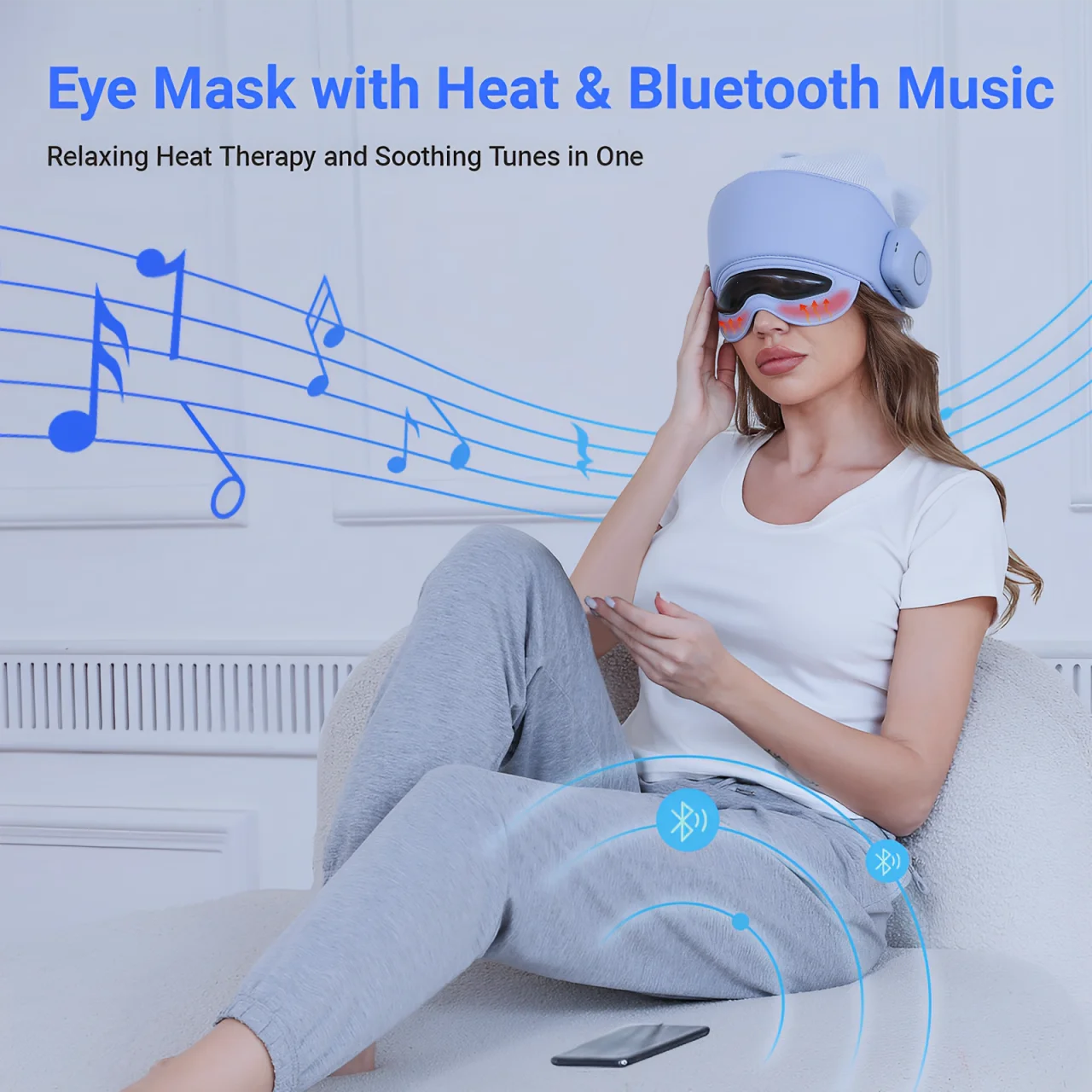 “Bluetooth Head & Eye Massager for Stress Relief”