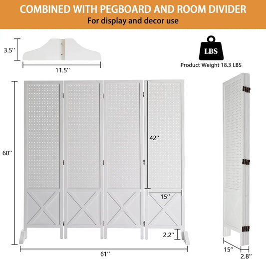 Freestanding Pegboard , 5 FT Room Divider