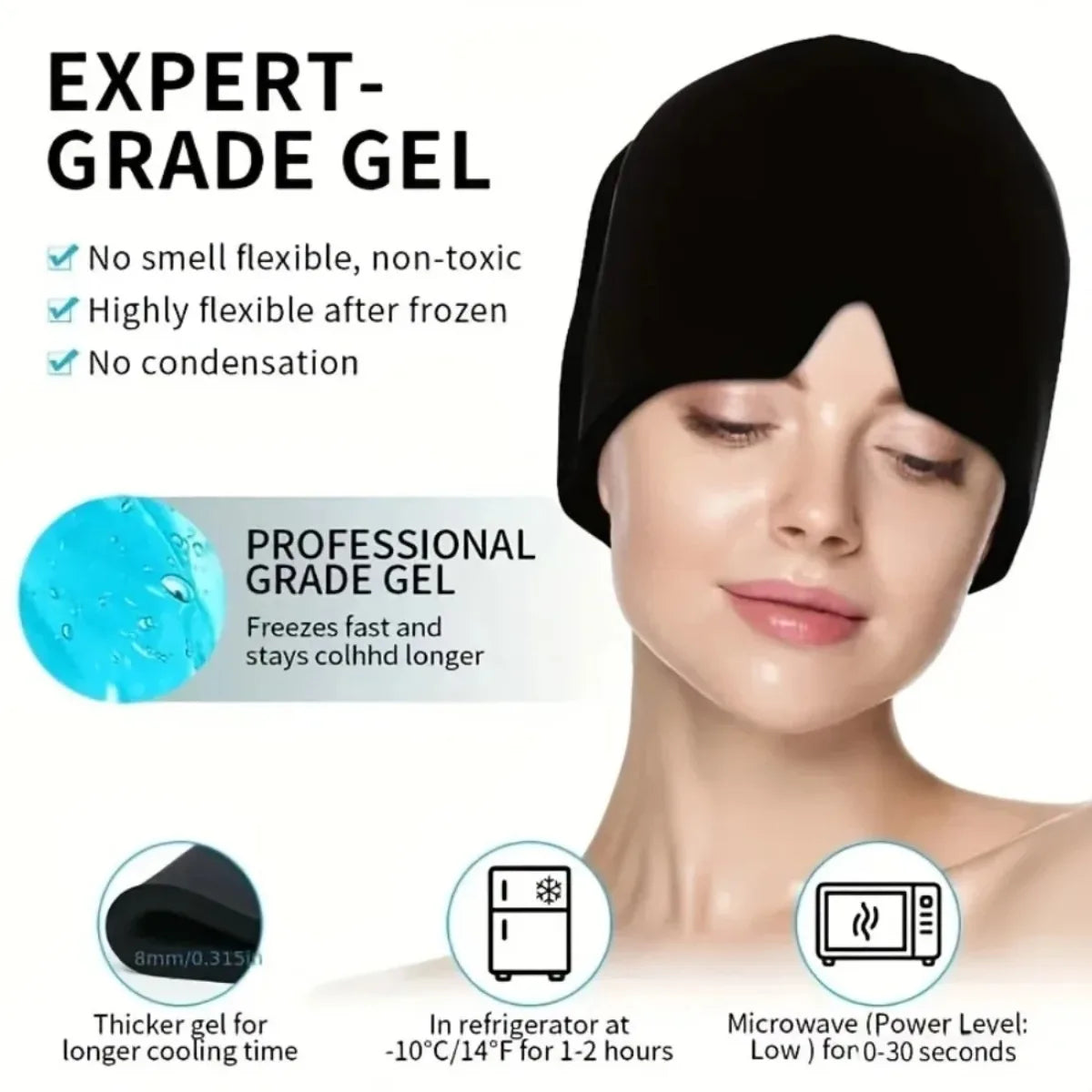 Migraine Relief Hat Cooling Gel Headband Adjustable