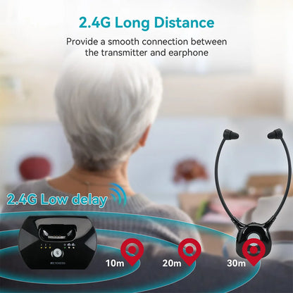 TV Hearing Aid Headphone Wireless Headset System
