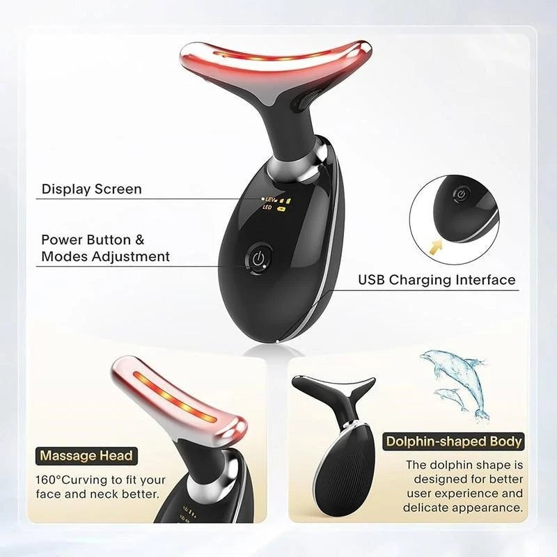 LED Light Facial Massager Skin Stimulator Heat