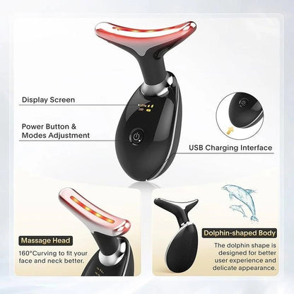 LED Light Facial Massager Skin Stimulator Heat