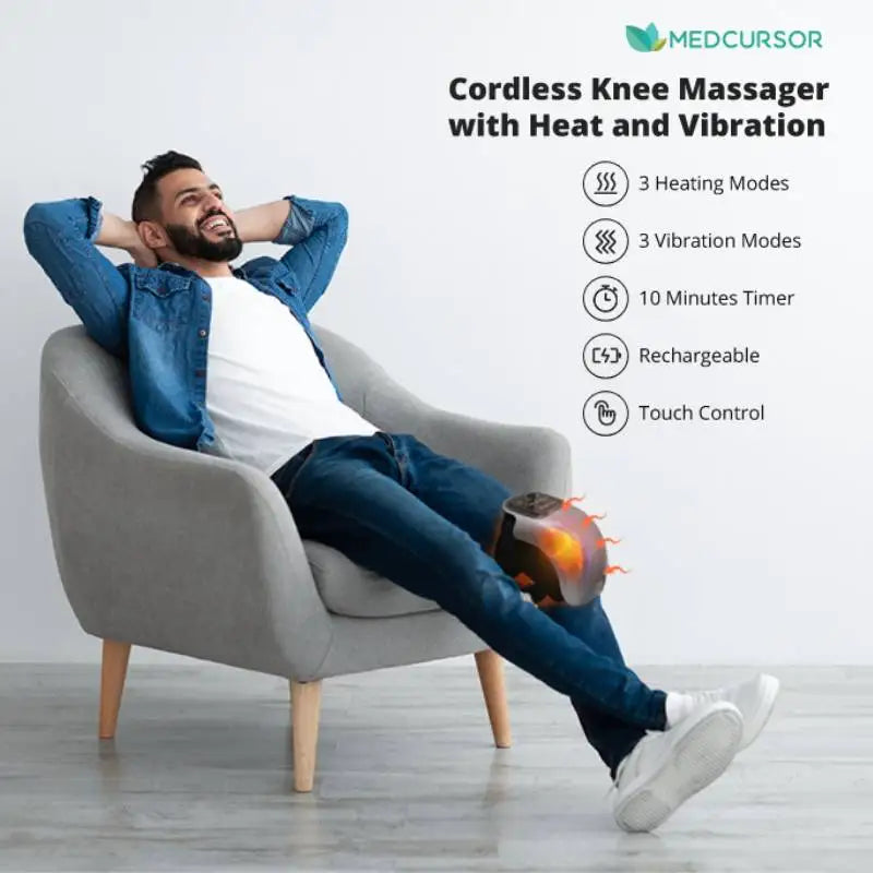 Cordless Knee Massager - 3 Heat - 3 Vibration Levels