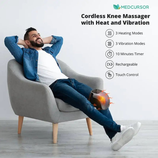 Cordless Knee Massager - 3 Heat - 3 Vibration Levels