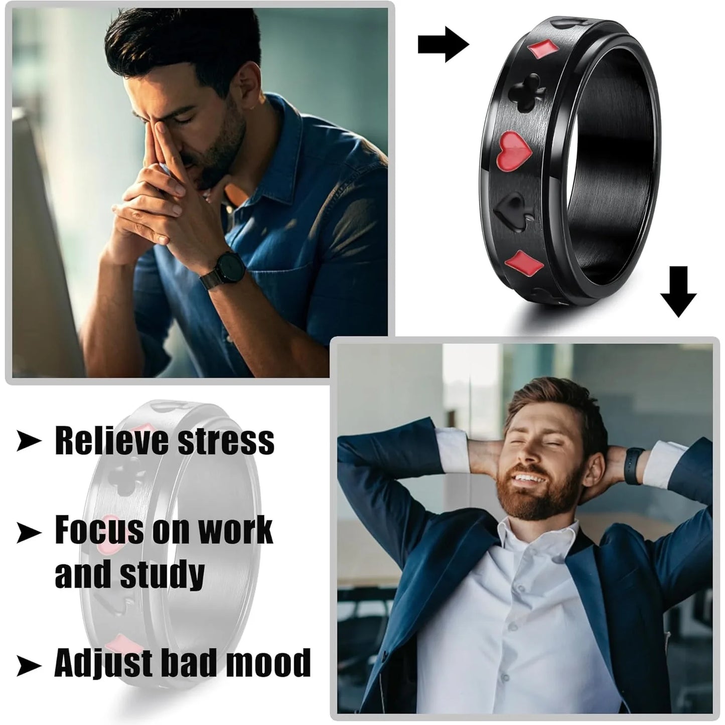 Men Women Anxiety Relief Band Spinner Rings