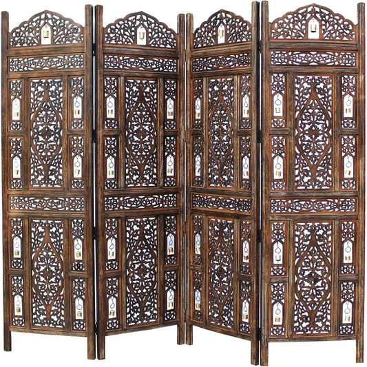 Room Divider Wood Screen - Ghanti Bells