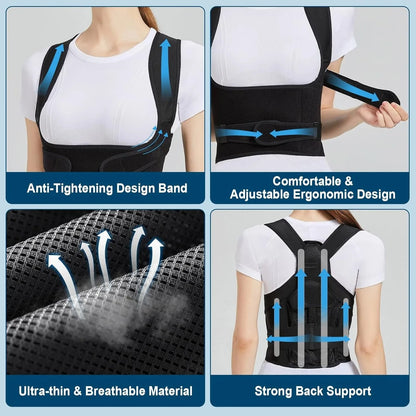 Adjustable Full Back Brace Posture Corrector Women/Men