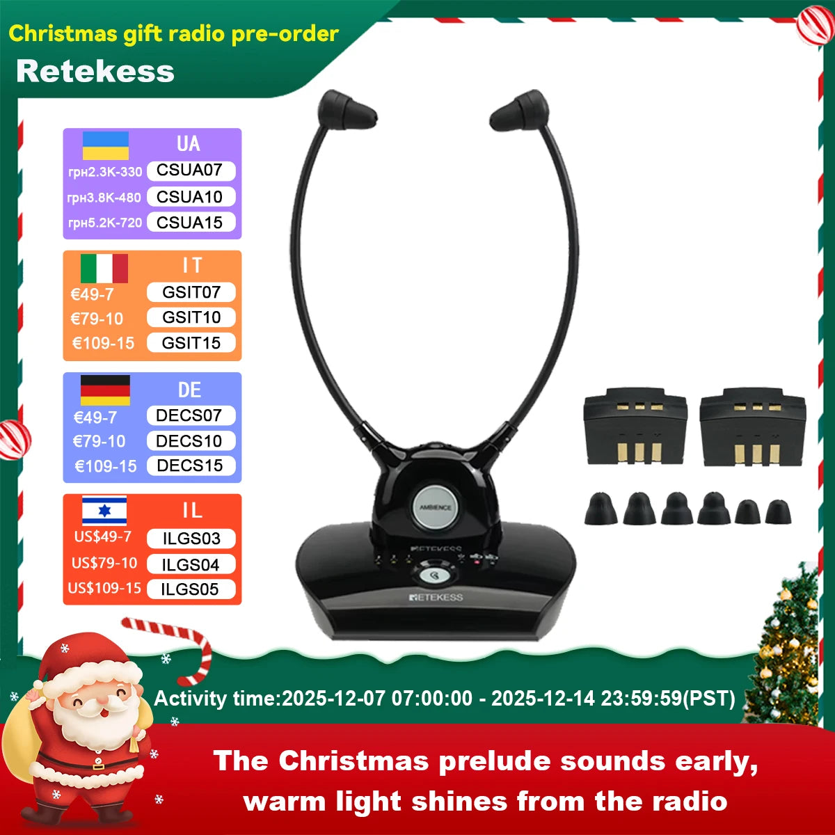 TV Hearing Aid Headphone Wireless Headset System