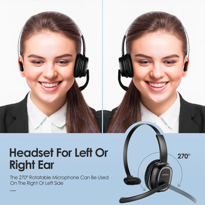 Wireless Call Center Headset  Noise Canceling Headphones