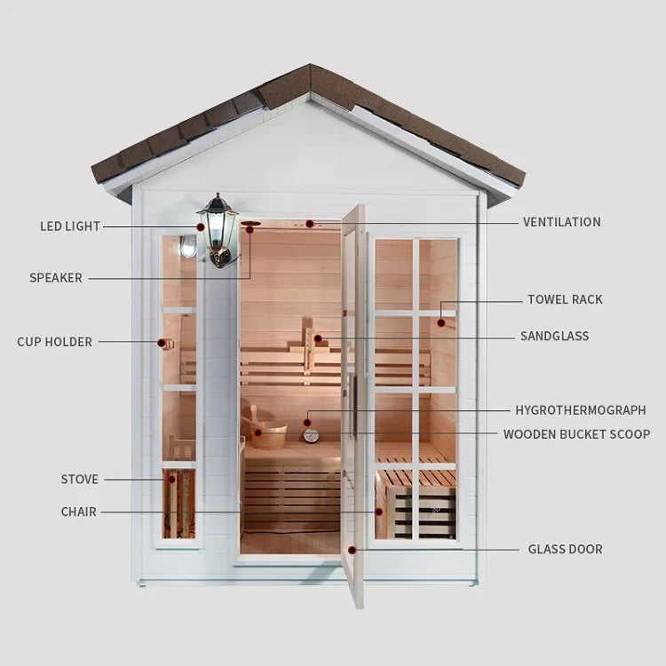 Solid Wood Ssequoia 4 - People Outdoor Sauna Room