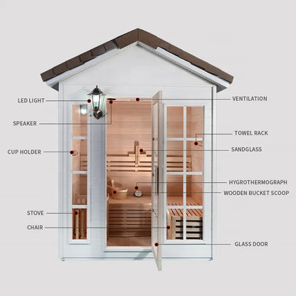 Solid Wood Ssequoia 4 - People Outdoor Sauna Room